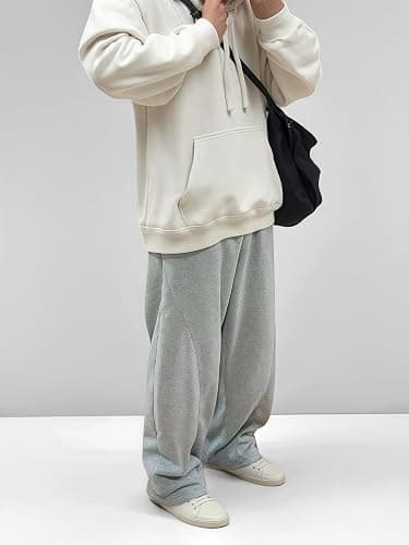 LuminBlaze Men’s Baggy Sweatpants with Elastic Drawstring Waist, Breathable Wide-Leg Casual Loose Cotton Joggers Deep Pockets thumbnail 2