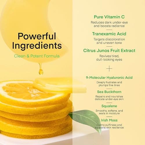 Patchs Yeux Anti-Cernes Korean Skincare: Masque Gel Sous les Yeux à la Vitamine C, Niacinamide, Acide Tranexamique, Caféine & Acide Hyaluronique - Éclat, Anti-Poches & Anti-Rides, 60 Patchs Hydrogel thumbnail 3