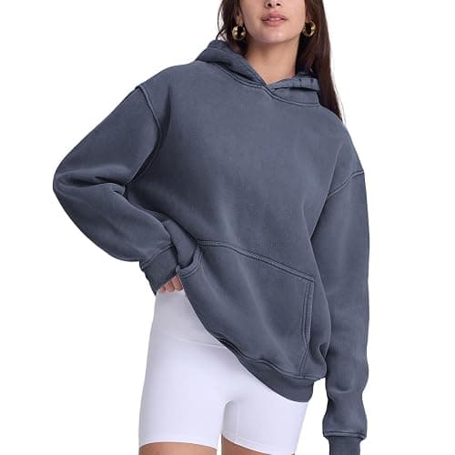 Dnzzs Womens Oversized Hoodie Acid Wash Hoodie Vintage Sweatshirt Heavyweight Fleece Cotton Streetwear Trendy Sweatshirts thumbnail 4