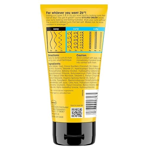 Got2B Curled Styling Cream, 6 Fl Oz, Curl Defining & Moisturizing Hair Cream for Coily & Curly Hair, Provides Frizz Control & Soft Feel for Type 3-4 Curls, Made with Vitamin E, Aloe Vera & Argan Oil thumbnail 6