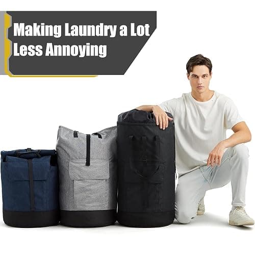 Laundry Bag for College, 115L Heavy Duty Laundry Backpack with Shoulder Straps, Large Dirty Clothes Bag for Dorm, Apartment and Laundromat, Laundry Duffle Bag for Travel, Beach, Camping, oyster grey thumbnail 6
