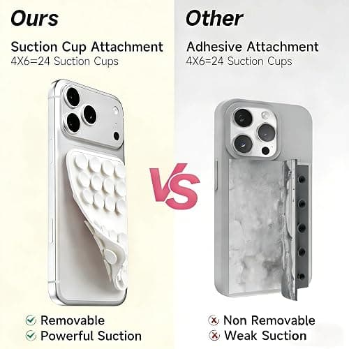 Upgraded Double Sided Silicone Suction Phone Case Detachable Mount, White | Removable Sticky Phone Grip Hands-Free Selfes & Videos for iPhone & Android, Trending TikTok items Gift for Content Creator thumbnail 4