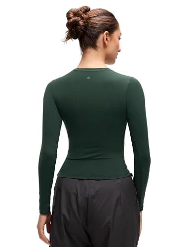 CRZ YOGA Softembrace Crewneck Long Sleeve Shirts for Women - Casual Going Out Tops Soft Basic Fitted Tight Fall T-Shirts thumbnail 2