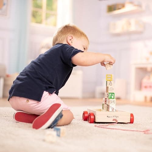 Melissa & Doug Classic ABC Wooden Block Cart Educational Toy with 30 1-Inch Solid Wood Blocks, Multicolor thumbnail 3