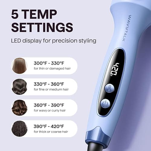 Wavytalk Thermal Brush Blowout Boost 1.5″ Heat Round Brush for Blowout Look | Negative Ion Technology, Tourmaline Ceramic, 5 Temperature Settings Dual Voltage, Less Damage, Blue thumbnail 5