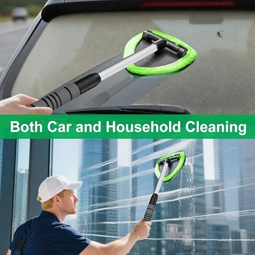 XINDELL Windshield Cleaner Tool – Upgrade Large Head Car Interior&Exterior Window Cleaning Kit with Extendable Handle & 4 Microfiber Pads, Auto Wiper Brush for Car, Trucks, SUVs, RVs & Home Windows thumbnail 6