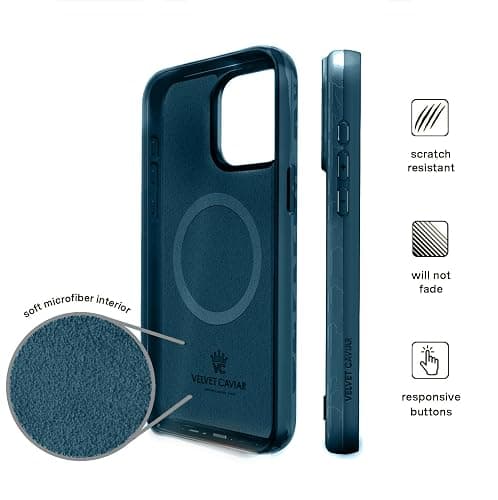 VELVET CAVIAR for iPhone 15 Pro Max Case - Compatible with MagSafe - 10ft Drop Tested - Metallic Navy Blue Leopard thumbnail 6