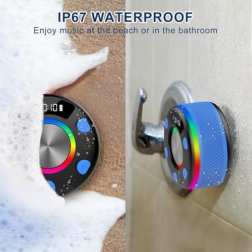 Bluetooth Speaker, Shower Speaker, IP7 Waterproof Portable Speakers Bluetooth 5.4 with HD Sound, RGB Light/LED Display/Hands-Free Call/Suction Cup Perfect for Bathroom Sing-Along Stocking Stuffers thumbnail 3