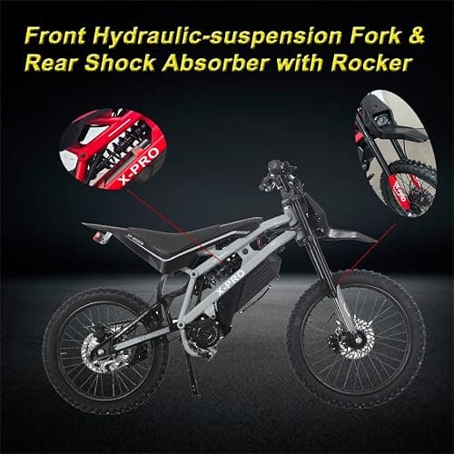 X-PRO 4000W 60V 27AH Teens Adults Electric Dirt Bike with Front LED Light! 19"/17" Wheels! thumbnail 6