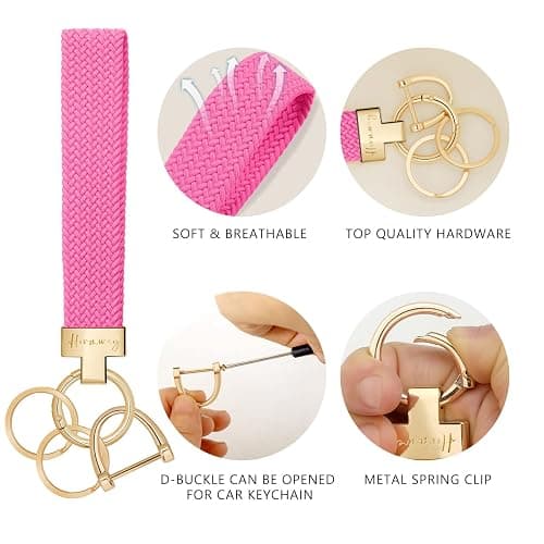 Hovmwey Elastic Wristlet Keychain for Women Men, Cute Car Key Chain, Braided Wrist Strap Lanyard for Keys ID Badges thumbnail 6