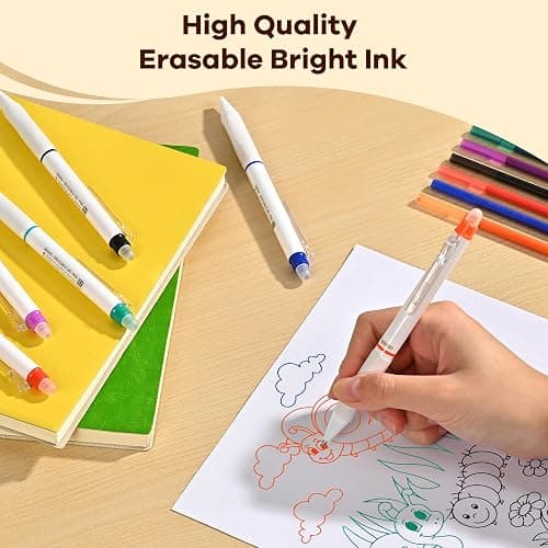 Erasable Gel Pens, 6 Colors Retractable 0.7mm Fine Point Erasable Pens Clicker + 6 Counts Refills, Assorted Color Inks, Make Mistakes Disappear for Writing Planner Drawing and Crossword Puzzles thumbnail 5