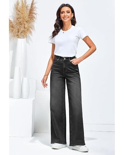 GRAPENT Wide Leg Jeans for Women Trendy High Waisted Stretchy Denim Pants 90s Baggy Jeans Trouser Jeans with Pockets thumbnail 7