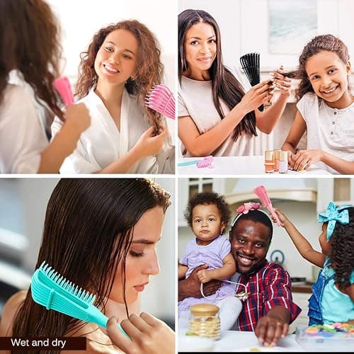 3 Pack Hair Detangler Brush for Afro America/African Textured 3a to 4c Kinky Wavy/Curly/Coily/Wet/Dry/Oil/Thick/Long Hair, Detangling Brush for Natural, Exfoliating Your Scalp for Beautiful thumbnail 7