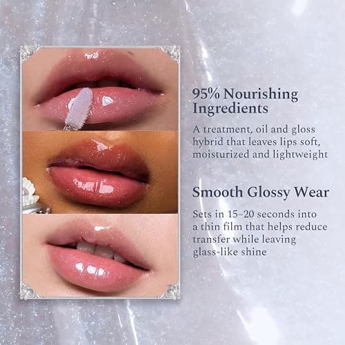 Flower Knows Shell's Jewel Nourishing Lip Glaze, Bright Coral Pink | Hyaluronic Acid-Infused Formula, Sheer High-Shine Finish, Vegan (P02 Stellar Nacre) thumbnail 5