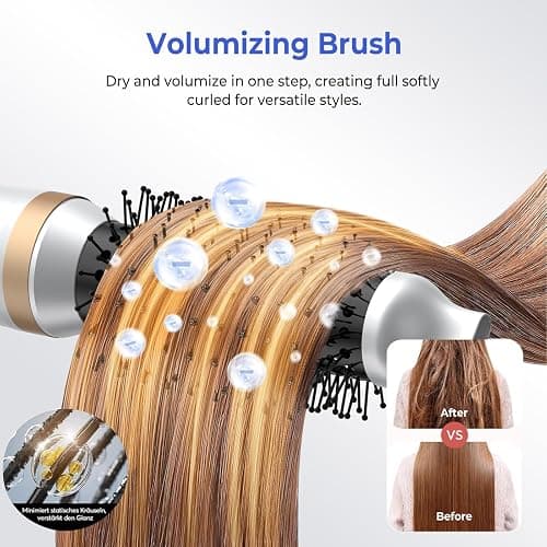 5 in 1 Blow Dryer Brush,Hair Dryer Brush Set,Negative Ionic Blow Dry Brush with Air Curler Wrap Hair Styler, Detachable Hair Tool for Curling, Volumizer,Straightener,Drying thumbnail 7