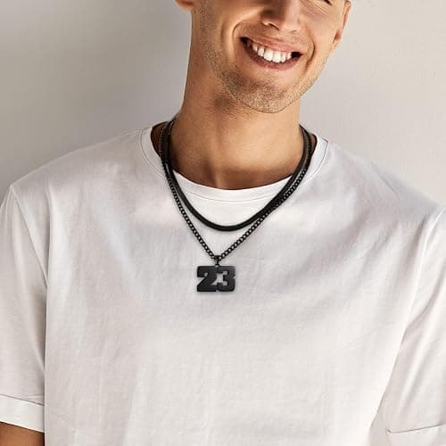 KLIFOWDY Number Necklace for Boys Athlete Kids Number Chain 00-100 Layered Necklace for Men Stainless Steel Number Charm Pendant Baseball Football Basketball Necklaces for Boys Gifts thumbnail 2