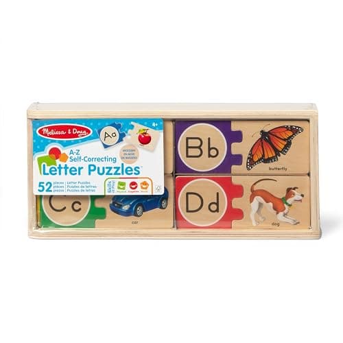 Melissa & Doug Self-Correcting Alphabet Wooden Puzzles with Storage Box (52 pcs) ABC Puzzles, Wooden Alphabet Puzzle for Kids Ages 4+ thumbnail 6