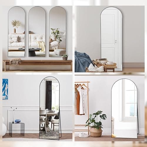 LunaMirror Gewölbter Spiegel Ganzkörperspiegel 147 x 44 cm Stehspiegel Bodenspiegel Groß Standspiegel für Schlafzimmer Wohnzimmer Flur Eingang Wandspiegel Schwarzer thumbnail 6