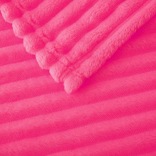 Linecooo Hot Pink Fleece Throw Blanket 50”×60” for Couch Sofa Livingroom | Super Soft Cozy Plush Microfiber Flannel Bed Blanket Striped Design Lightweight Home Decor Gifts for Adults Mom Women thumbnail 5