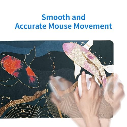 Japanese Gaming Mouse Pad XL - Extended Large Mouse Mat Desk Pad, Stitched Edges Mousepad, 3mm Thick Long Non-Slip Rubber Base Mice Pad, 31.5 X 11.8 Inch - Koi Fish Art thumbnail 7