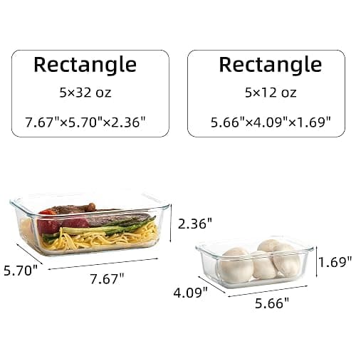 C CREST Airtight Food Storage Glass Containers with Locking Lids- 5 Large (32oz) and 5 Small (12oz), Leak-proof thumbnail 3
