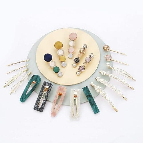 Mehayi 20 PCS Macaron Pearl Acrylic Resin Fashion Hair Clips Set, Cute Hair Barrettes Bobby Pins, Boho Fancy Hairpin Accessories Headwear Styling Tools, Gifts for Women Girls Decorative Wedding thumbnail 5