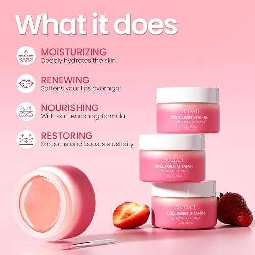 SUDAJI Collagen Lip Mask, Hydrating Lip Balm, Lip Moisture with Hyaluronic Acid & Vitamins E, A- Overnight Sleeping Nourishing Lip Butter Balm for Dry Lips 0.7 Oz​​ thumbnail 4