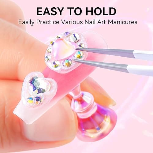 Makartt Nail Stand for Press On Nails Display Practice Art Magnetic Fake Nail Holder for Painting Nails Stand for False Nail Designs with Reusable Putty for Home DIY Beginner Salon Supplies - Aurora Clear+Pink thumbnail 5