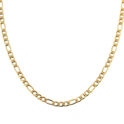 HZMAN Men Women 24k Real Gold Plated Figaro Chain Stainless Steel Necklace, Wide 3mm 5mm 7mm 9mm thumbnail 2