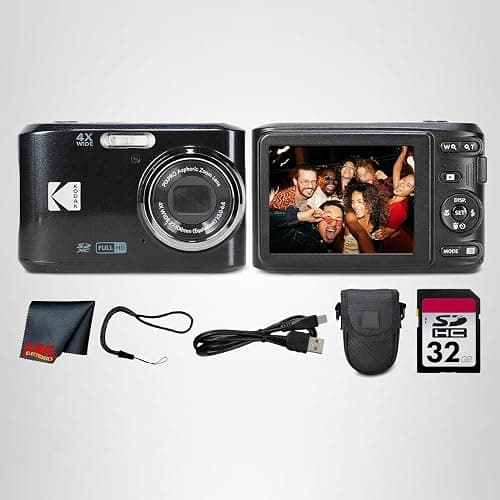 Kodak PIXPRO FZ45 Digital Camera (Black) | 16MP Sensor, 4X Optical Zoom, 27mm Wide-Angle Lens & Full HD Video | Great for Travel & Family Photos (FZ45BK) + 32GB Card + Camera Case + Cleaning Cloth thumbnail 6