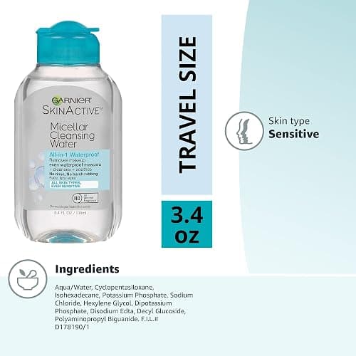 Garnier SkinActive Micellar Cleansing Water, For Waterproof Makeup, 3.4 Fl Oz thumbnail 3