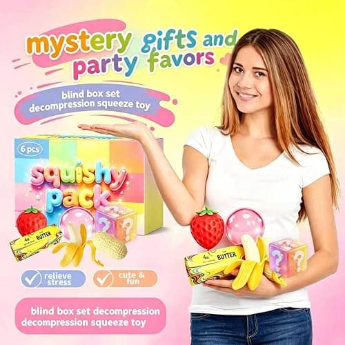 Squishy Toy Pack, Sensory Stress Relief Fidget Toys, Slow Rising TPR, 6 Pack Fun Food Squishy Set, Gifts for Kids and Adults, Birthday Party Favors, Classroom Prizes, Office Desk Decor thumbnail 5