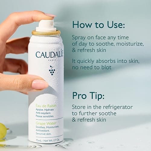 Caudalie Grape Water Moisturizing Face Mist - Soothing Organic Facial Spray to Instantly Hydrate and Strengthen the Skin Barrier, Safe for Sensitive Skin thumbnail 5