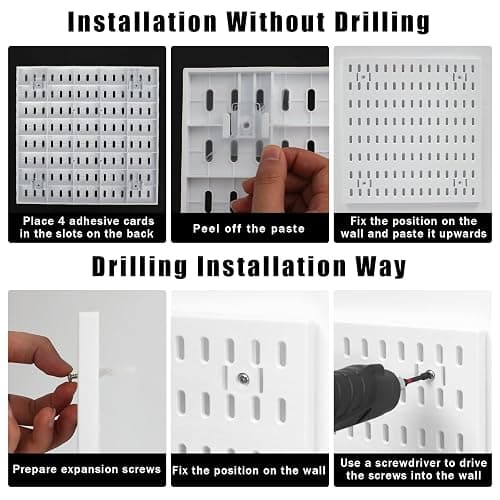 Dualshine Premium Pegboard Wall Organizer, White, 22"*22" | 4 Small Plastic Panels, 38 Accessories, Craft Room, Bathroom, Nursery Storage, and Office thumbnail 4