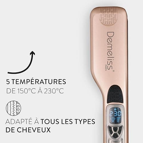 Demeliss SAINT ALGUE Lisseur Vapeur TITANIUM - Plaques Titane - Vapeur Ultra Puissante - Réservoir XL 40ml Intégré - Peigne Amovible - Lissage Tous Types de Cheveux - 5 Températures - Professionnel thumbnail 5