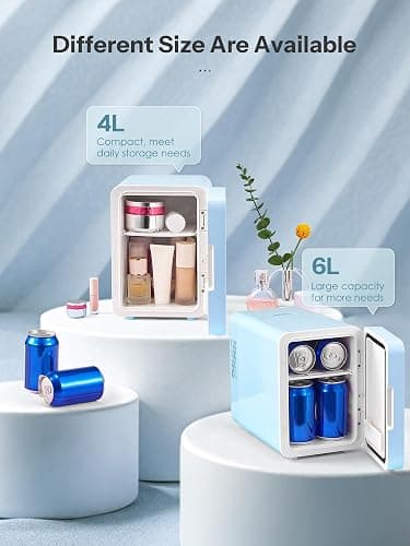 Reemix Skincare Fridge, Mini Beauty Fridge with LED Mirror, 4L Portable Small Refrigerator for Bedroom, Car, Office & Dorm, Cooler & Warmer (Aqua) thumbnail 7