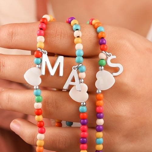 Ursteel Stocking Stuffers for Teen Girls Women - Trendy Beaded Choker Necklace for Women Teenage Girls, Personalized Letter Initial Necklaces Christmas Gifts for Grandkids thumbnail 4
