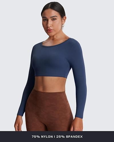Aoxjox Workout Long Sleeve Crop Tops for Women Clarissa Backless Gym Cropped T Shirt Top thumbnail 3