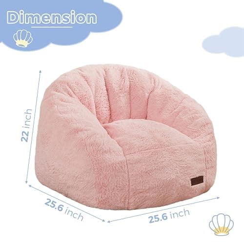 MAXYOYO Bean Bag Chair for Kids, Shell Shaped Bean Bag Couch for Boys and Girls, Toddler Chair Bean Bag Sofa for Playroom, Nursery Room, Pink thumbnail 2