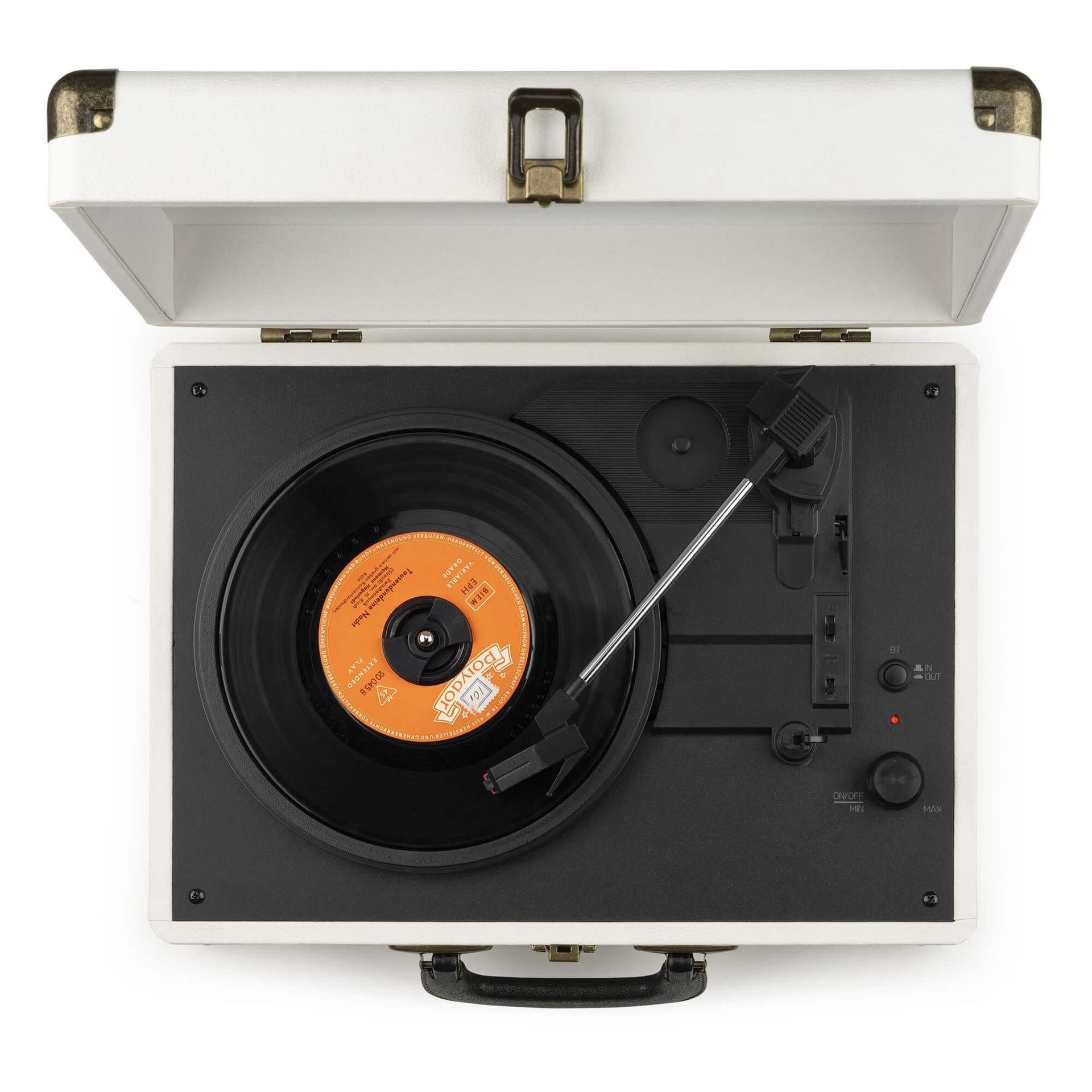 Audizio RP116 Turntable Briefcase Record Player | USB & Bluetooth Retro Record Players for Vinyl with Speakers | 3 Speeds | Convert Retro Vinyl to mp3 via USB | RCA Output/AUX 3.5mm (Crème) thumbnail 5