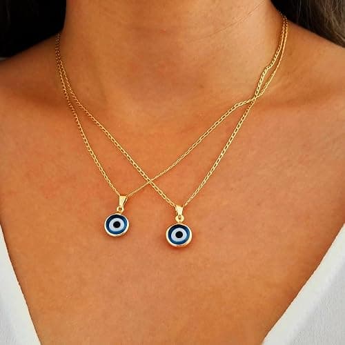 Ieftop Evil Eye Necklace for Women, 14K Gold Plated Necklaces Jewelry | Gold Plated Delicate Necklaces, Blue White CZ Pendant Necklace, Cute Boho Evil Eye Lucky Protection Jewelry, Gift for Women thumbnail 3