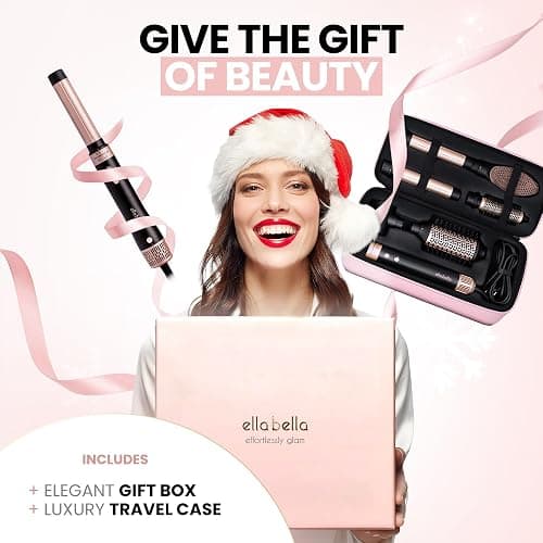 ELLA BELLA® 6 in 1 Professional Hot Air Styler • Powerful Hair Dryer & Straightener Set • Styling Without Heat Damage • Fast Drying Curling Volumizing Straightening • Includes Protective Travel Case thumbnail 4