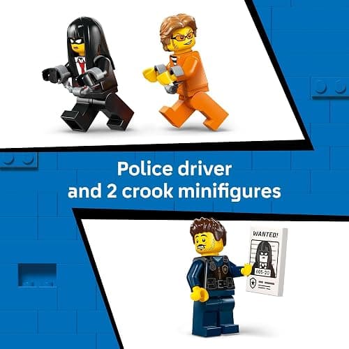 LEGO City Police Prisoner Transport Van - Police Toy for Kids, Boys & Girls Ages 6+ - Emergency Vehicle & Motorcycle Building Kit - Officer and 2 Crook Minifigures - Gift Idea for Birthdays - 60479 thumbnail 5
