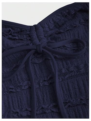 SOLY HUX Women's Peplum Halter Crop Tops Y2K Drawstring Tie Ruched Dressy Casual Spaghetti Strap Cami Top thumbnail 5