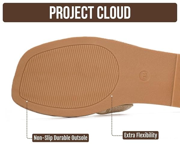Project Cloud 100% Genuine Leather Sandals Women Flats For Women (Jannel) | Sandals for Women Fashion Flat Womens Sandals with Memory Foam Insole Slides Sandals Footwear Mules Women's Sandals thumbnail 4