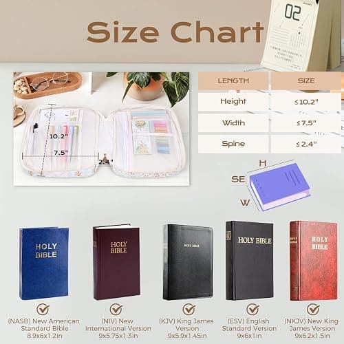 XKDOUS Bible Cover Case for Women Bible Bag w/Handle, Tabs, Study Supplies Journaling Kit Book Carrying Case Christian Gifts for Mom Lady Friends (Floral Patchwork) thumbnail 3