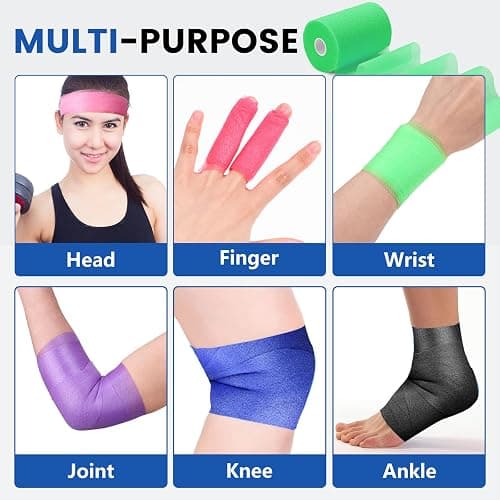 9 Pack Pre Wrap Tape, 9 Colors 2.76 Inch x 11 Yards Prewrap Athletic Tape for Hair Soccer, Pre Wrap Foam Tape, Soccer Pre Wrap Tape, Prewrap Headbands for Hair thumbnail 4