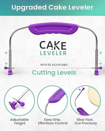 RFAQK 64PCs Cake Decorating Kit with Leveler, Baking Supplies Gift Includes Cake Stand Turntable, 24 Numbered Icing Tips, 30+1 Piping Bags, 2 Frosting Spatulas, 3 Scrappers, Video Course & Booklet thumbnail 5
