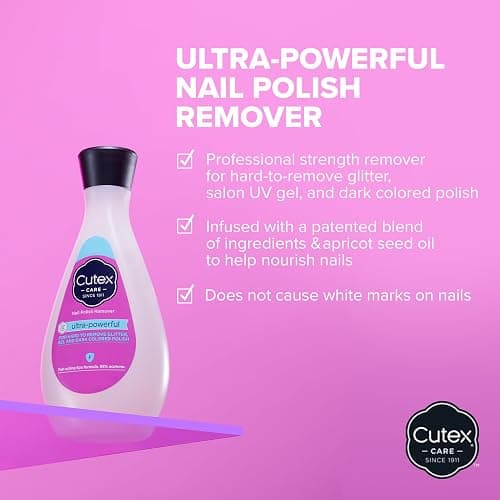 Cutex Gel Nail Polish Remover, Ultra-Powerful & Removes Glitter and Dark Colored Paints, Paraben Free, 10.1 Fl Oz - 10.1 Fl Oz (Pack of 1) - Ultra-Powerful thumbnail 2