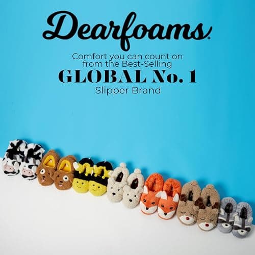 Dearfoams Unisex Adult Holiday Christmas Gift Family Matching Santa Reindeer Teddy Bear Plush Memory Foam Slippers thumbnail 7